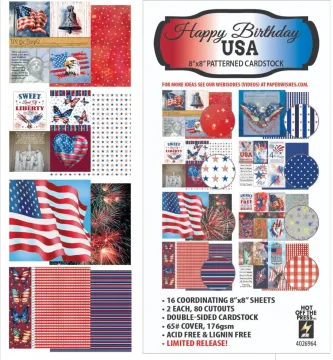 Happy Birthday USA 8x8 Papers, 16 sheets